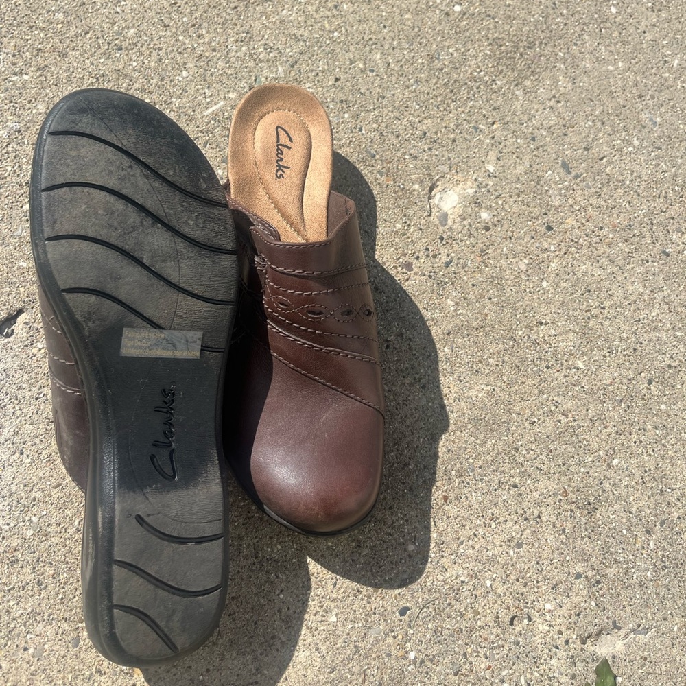 Clarks Dark Brown Leather Slip-On Shoes